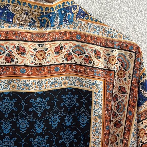 Rumours Handkerchief Front Button Silky Collared Top Oversized Boho Layering - Picture 5 of 7